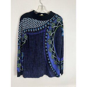Bob Mackie Wearable Art Women’s Knit Sweater Floral Abstract Retro Vintage S